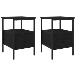 vidaXL Cabinet de chevet avec tiroir 2 Pièces Chêne noir 34 x 36 x 50 cm