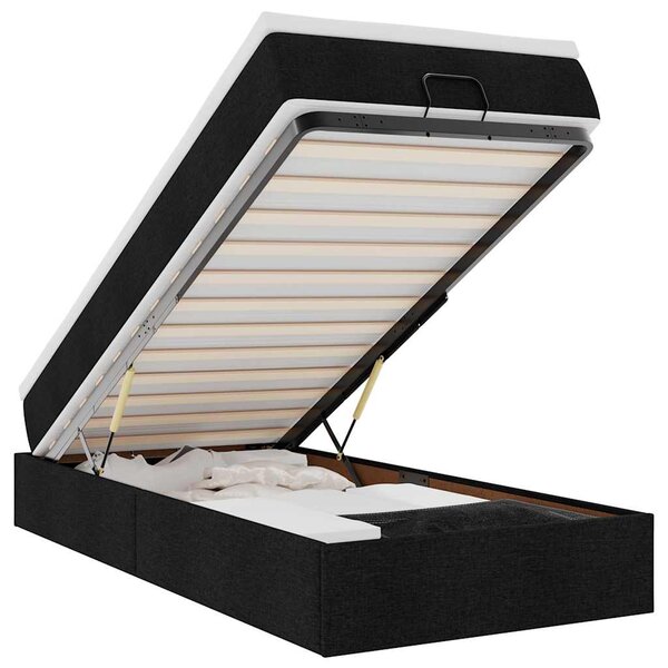 vidaXL Cadre de lit ottoman avec matelas noir 100x200cm tissu