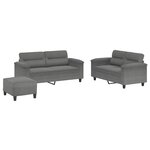 vidaXL Ensemble de canapés 3 Pièces coussins gris foncé tissu microfibre