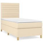 vidaXL Sommier à lattes de lit avec matelas Crème 90x200 cm Tissu