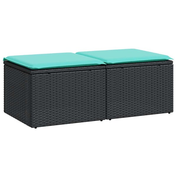 vidaXL Salon de jardin avec coussins 2 Pièces noir résine tressée acacia