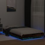 vidaXL Cadre de lit et lumières LED sans matelas chêne fumé 100x200 cm