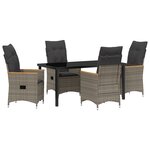 vidaXL Set de jardin 5 pièces avec coussins gris en rattan poly