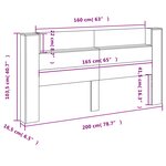vidaXL Tête de lit Gris béton 200 x 16 5 x 103 5 cm Bois d'ingénierie