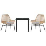 vidaXL Ensemble de salle à manger pour jardin 3 Pièces Marron polyrotin