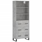 vidaXL Buffet haut Gris béton 69 5x34x180 cm Bois d'ingénierie
