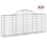 vidaXL Paniers à gabions arqués 25 Pièces 200x30x80/100 cm Fer galvanisé