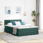 vidaXL Lit de Rangement avec matelas Vert foncé 140 x 190 cm Velours