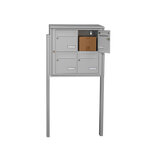 Bloc collectif Leabox  2x2  grade 3  simple face  extérieur  fixation sur pieds à sceller  gris clair ral 7035 finition brillante