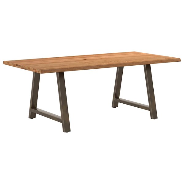 vidaXL Table à manger bord naturel bois massif chêne rectangulaire