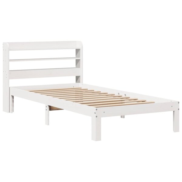 vidaXL Cadre de lit avec tête de lit blanc 75x190cm bois de pin massif