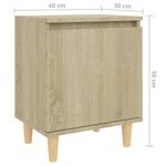 vidaXL Table de chevet avec pieds en bois Chêne sonoma 40x30x50 cm