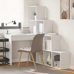 vidaXL Bureau d'angle Blanc 101.5 x 149.5 x 149.5 cm Bois d'ingénierie