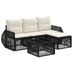 vidaXL Ensemble de canapé de jardin 5 Pièces Noir et blanc crème