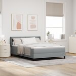 vidaXL Lit à ressort avec matelas gris clair  140 x 200 cm  Tissu.