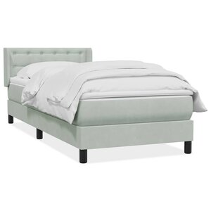 vidaXL Sommier à lattes de lit et matelas gris clair 80x210 cm velours
