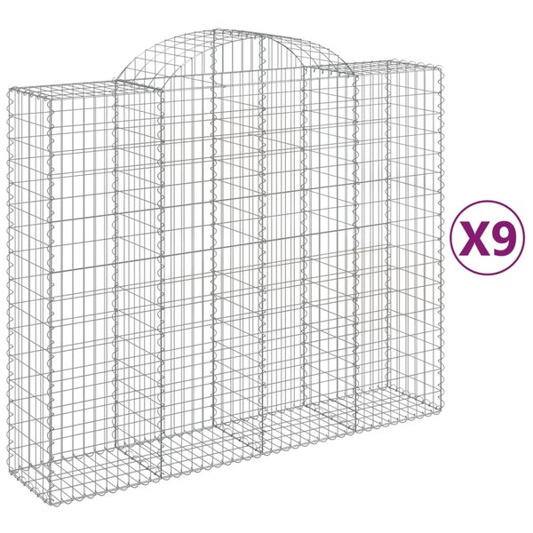 vidaXL Paniers à gabions arqués 9 Pièces 200x50x160/180 cm Fer galvanisé