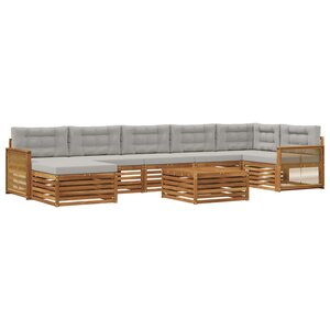 vidaXL Ensemble de canapés d'extérieur 8 Pièces Naturel et gris clair