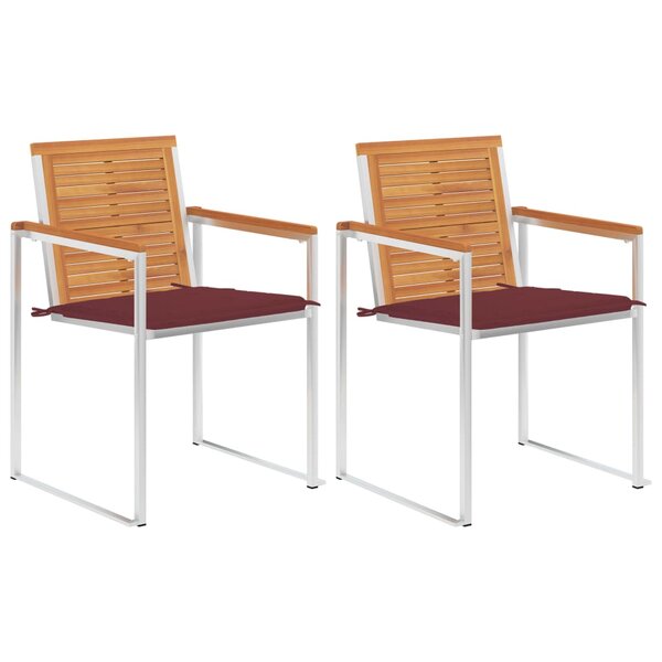 vidaXL Chaises de jardin avec coussins 2 Pièces Acacia solide et acier
