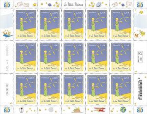 Feuille de 15 timbres - 80 ans du Petit Prince - Lettre Internationale