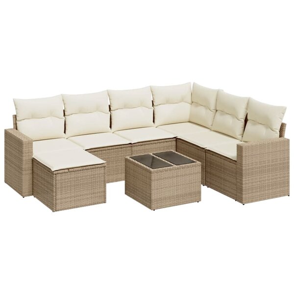 vidaXL Salon de jardin avec coussins 8 Pièces beige résine tressée