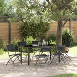 vidaXL Ensemble de Salle à Manger de Jardin 7 Pièces Noir Textilène et Acier