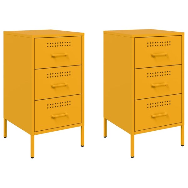 vidaXL Tables de chevet 2 Pièces jaune moutarde 36x39x68 cm acier