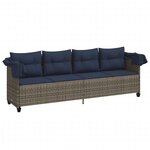 vidaXL Chaise longue avec auvent et coussins gris résine tressée