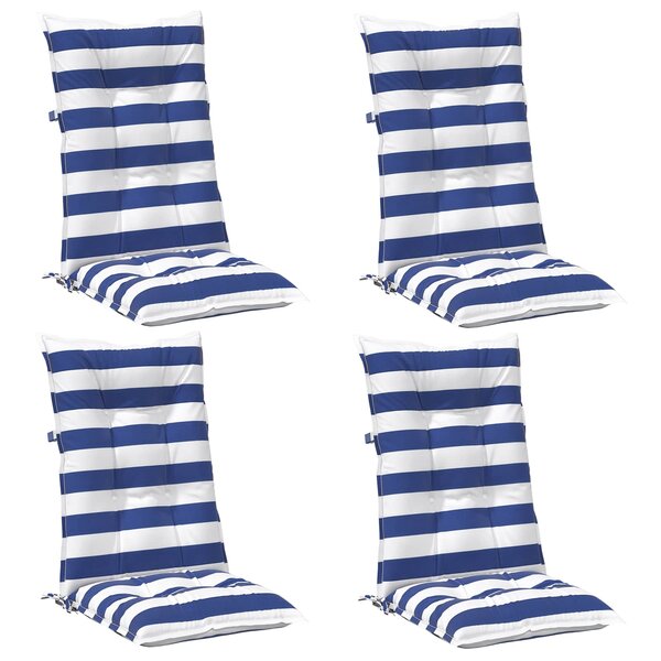 vidaXL Coussin d'extérieur 4 pc Tissu Bleu et Blanc 120 x 50 x 7 cm