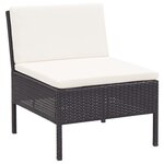 vidaXL Salon de jardin 6 Pièces avec coussins Résine tressée Noir
