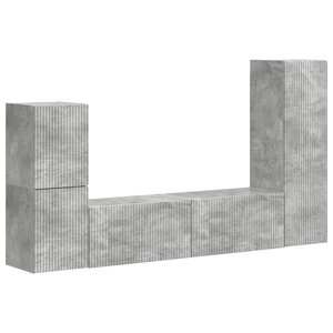 vidaXL Ensemble meuble TV 4 Pièces Gris béton Bois d'ingénierie