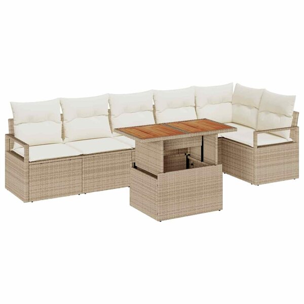 vidaXL Ensemble de salle à manger pour jardin 7 Pièces Beige  Crème