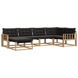 vidaXL Ensemble de canapés d'extérieur 6 pc Blanc et noir