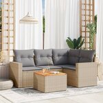 vidaXL Salon de jardin avec coussins 5Pièces mélange beige résine tressée