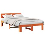 vidaXL Cadre de lit avec tête de lit Brun cire 135 x 190 cm Pin massif