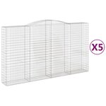 vidaXL Paniers à gabions arqués 5 Pièces 400x50x220/240 cm Fer galvanisé