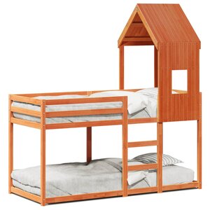 vidaXL Lit superposé avec toit cire marron 80x200cm bois massif de pin