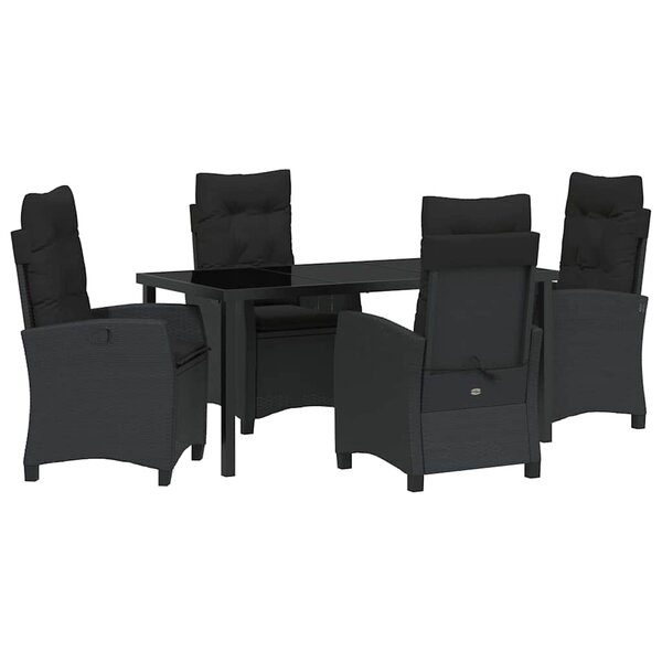 vidaXL Ensemble de salle à manger pour jardin 5 Pièces Noir polyrotin