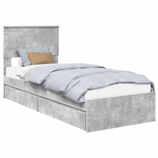 vidaXL Lit de Rangement Gris béton 75 x 190 cm Bois d'ingénierie