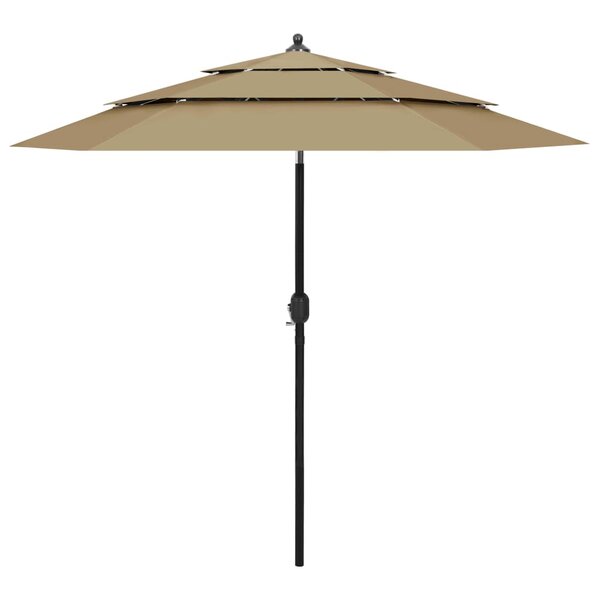 vidaXL Parasol de jardin à 3 niveaux avec mât en aluminium taupe 2 5 m