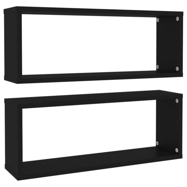 vidaXL Étagères murales cube 2 Pièces Noir 60x15x23 cm Bois d’ingénierie