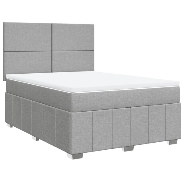 vidaXL Sommier à lattes de lit avec matelas Gris clair 140x200cm Tissu