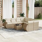 vidaXL Salon de jardin avec coussins 9 Pièces beige résine tressée