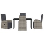 vidaXL Set de salle à manger de jardin 5 pièces avec coussins gris en rotin poly