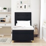 vidaXL Lit à ressorts avec matelas noir 100x200 cm en tissu
