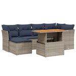 vidaXL Salon de jardin 7 Pièces avec coussins gris résine tressée