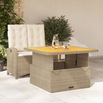 vidaXL Ensemble à manger de jardin et coussins 2 Pièces beige poly rotin