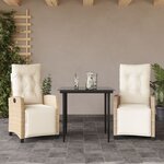 vidaXL Ensemble à manger de jardin et coussins 3 Pièces Beige poly rotin