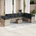 vidaXL Salon de jardin 11 Pièces avec coussins gris clair résine tressée