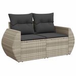 vidaXL Salon de jardin avec coussins 7 Pièces gris clair résine tressée